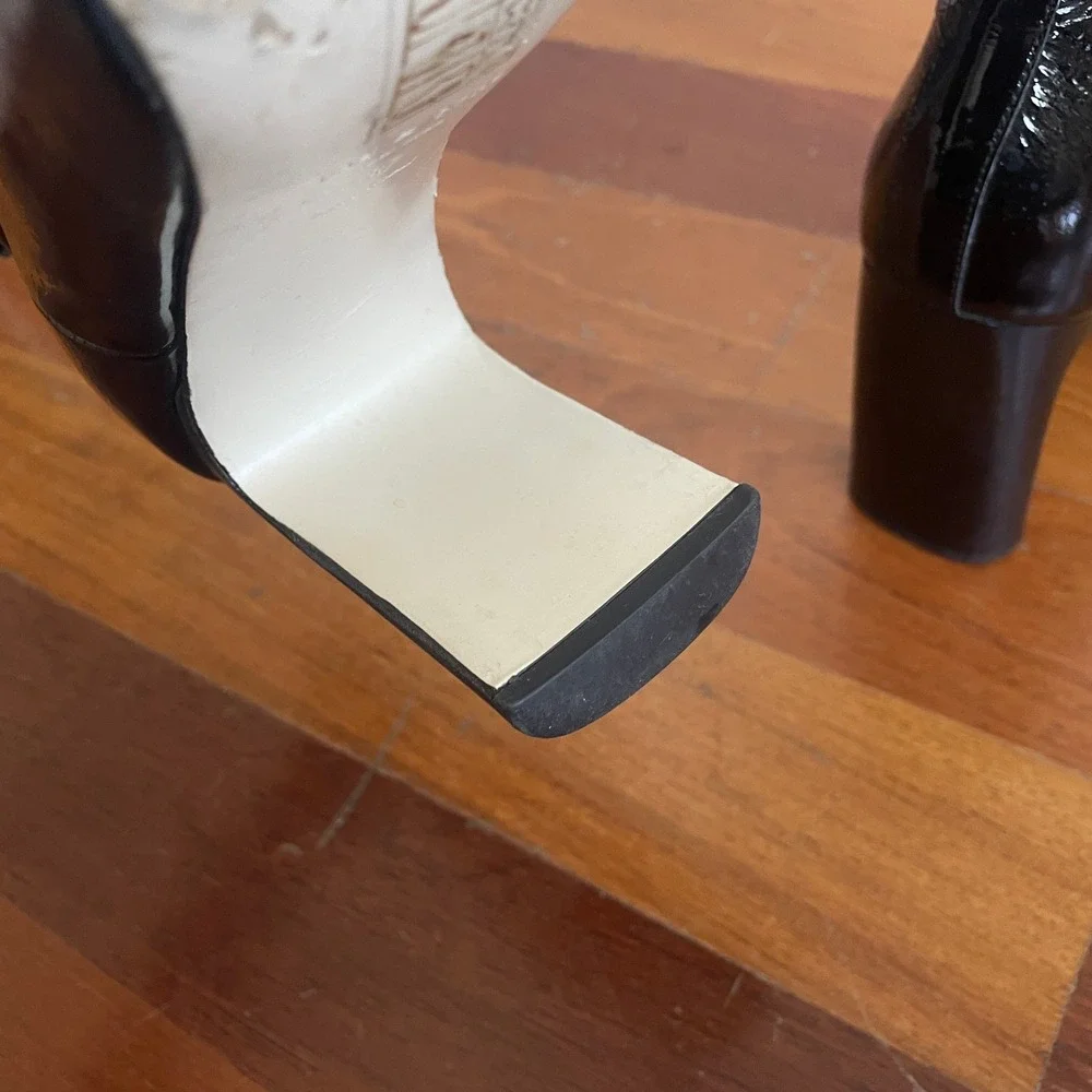 Rag & Bone Women's Ellis Patent Leather Ankle Boots  Square Toe Black Size 37 - Picture 12 of 16